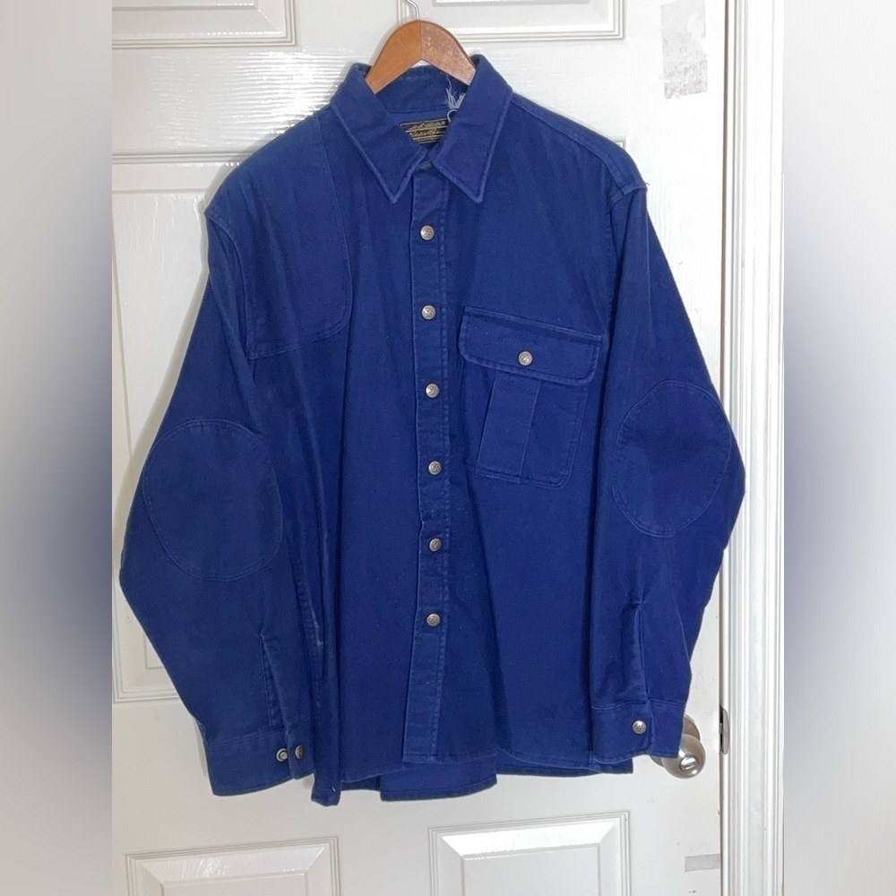 Eddie Bauer Men Snap Shirt XLarge Blue 70 Flannel Cargo Pockets Cotton Collar‍‍﻿ - Picture 10 of 11